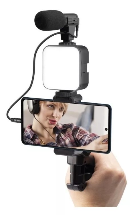 Tripode De Celular Con Luz Y Microfono - Imagen 4