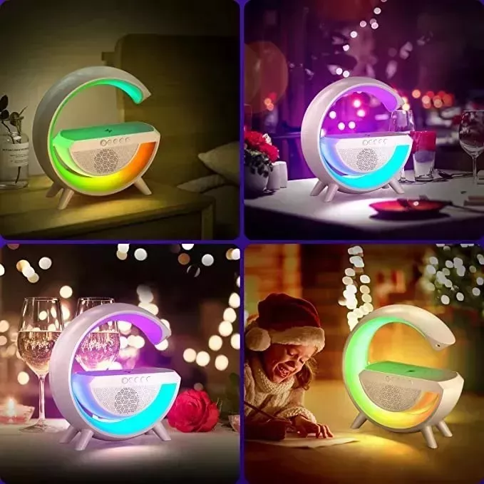 Parlante RGB Lámpara de Mesa Multicolor Con Cargador Inalambrico - Imagen 4