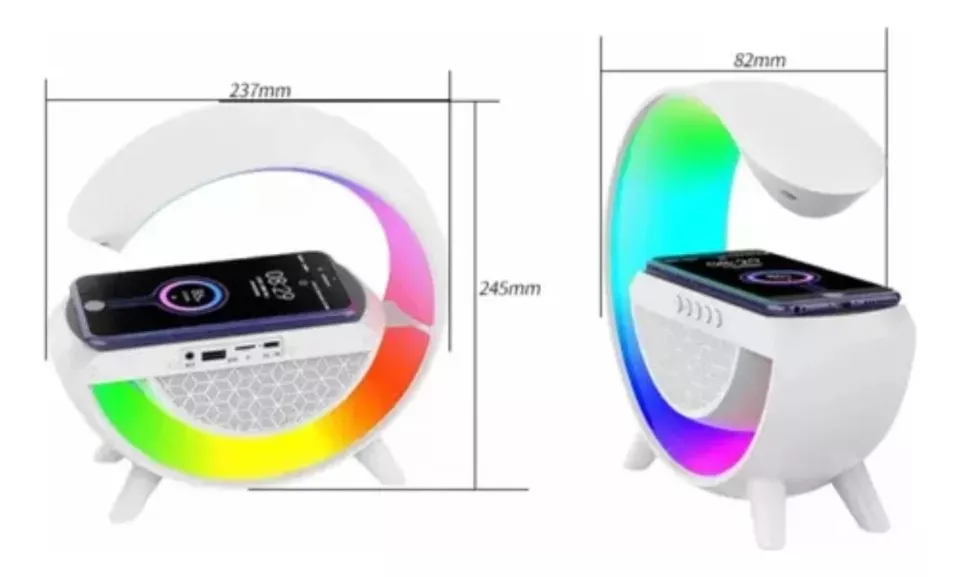 Parlante RGB Lámpara de Mesa Multicolor Con Cargador Inalambrico - Imagen 2
