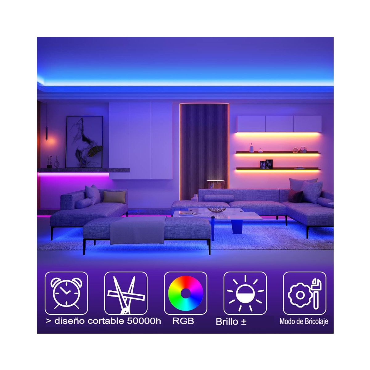 Tiras de luces RGB, decoración para el hogar, 1 rollo