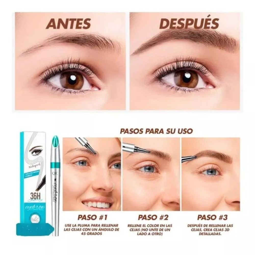 Lápiz liquido de cejas qic de cuatro puntas impermeable - Imagen 2