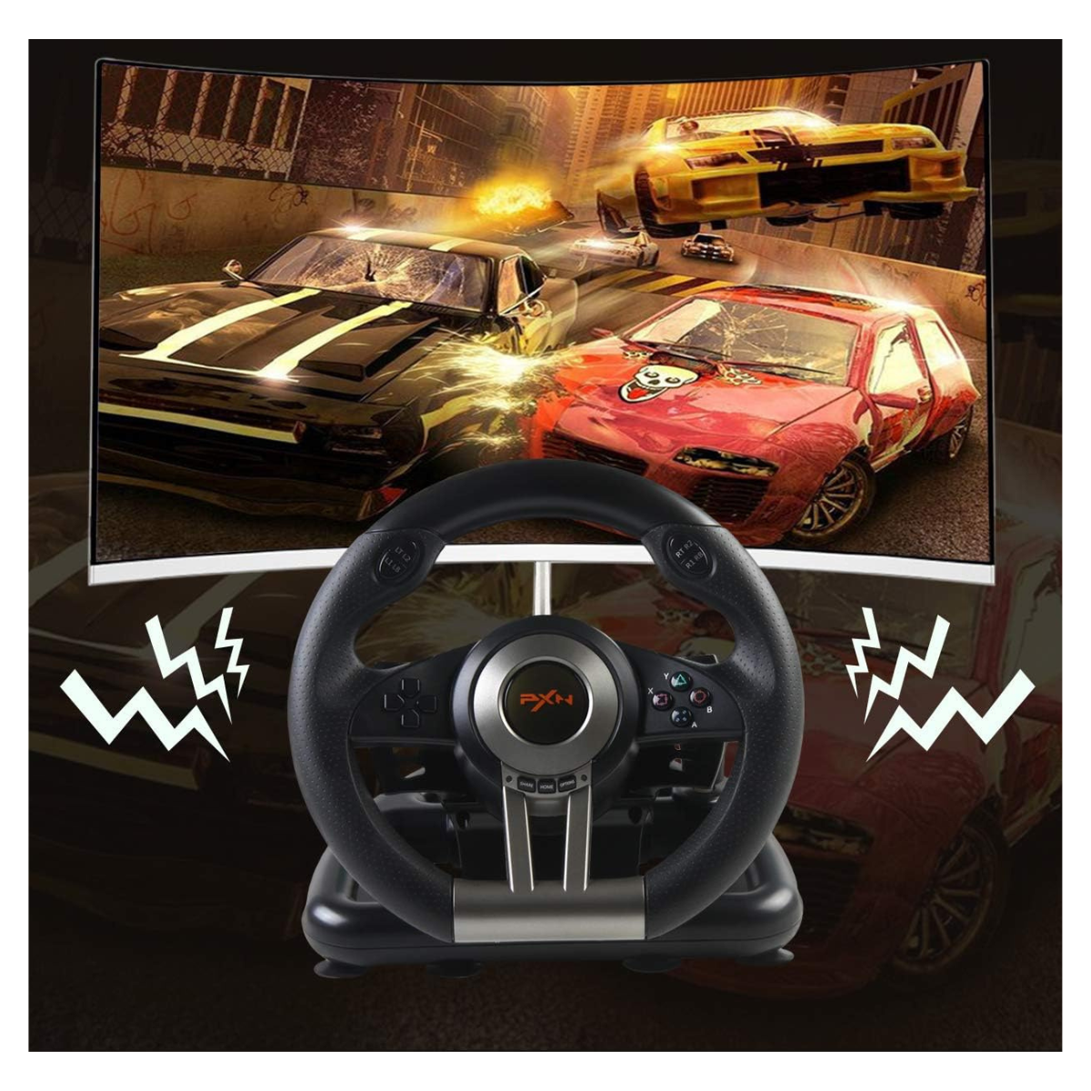 Volante Gamer Pedales + Palanca PXN - Imagen 3