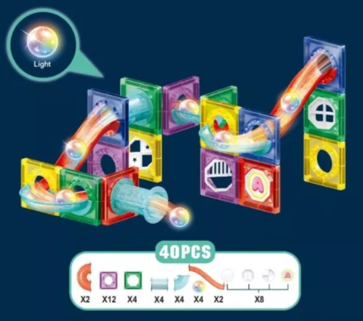 Juguete Magnético Luminoso Magnetic Diy Blocks 40 Piezas - Imagen 2