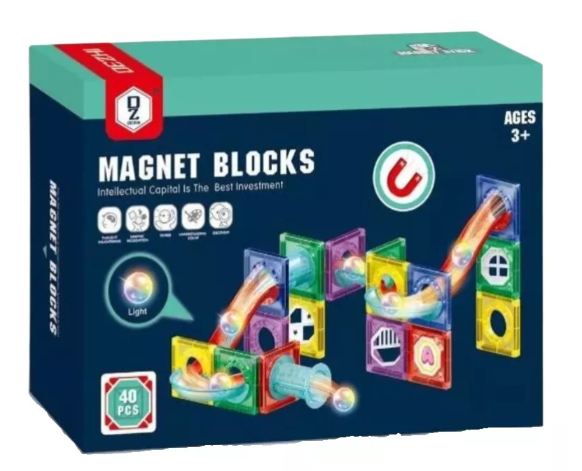 Juguete Magnético Luminoso Magnetic Diy Blocks 40 Piezas